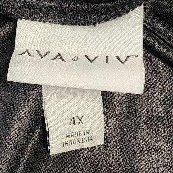 Ava & Viv Crop Pants Womens Plus Size 4X Solid Black Shiny Pull On Activewear - Picture 2 of 4